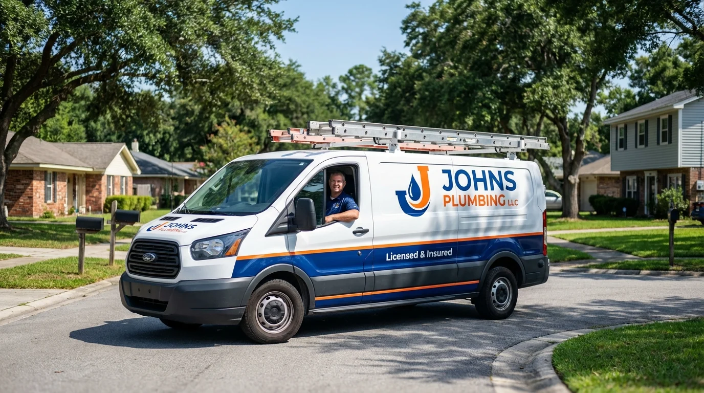 Johns Plumbing LLC service van in Hayden, ID