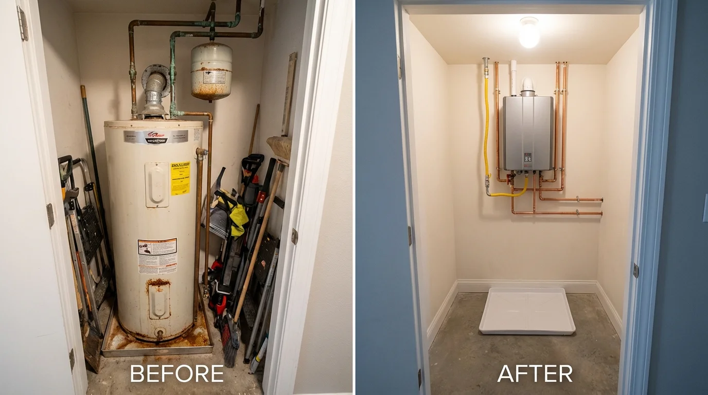 Tank water heater versus wall-mounted tankless unit comparison for Hayden, ID homeowners
